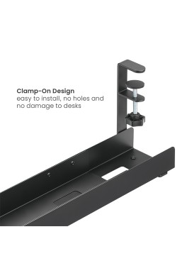 Expandable Clip-On Under-Desk Cable Management Tray