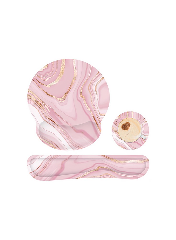 Marble Pattern Ergonomic Wrist Rest Mouse Pad Set