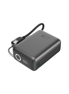 Mini Portable Power Bank with Built-in Charging Cable