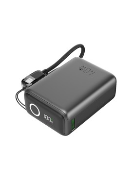Mini Portable Power Bank with Built-in Charging Cable